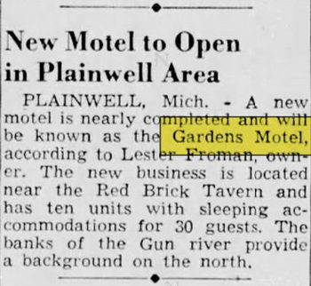 The Gardens Motel (Garden Motel) - Jul 06 1952 Article (newer photo)